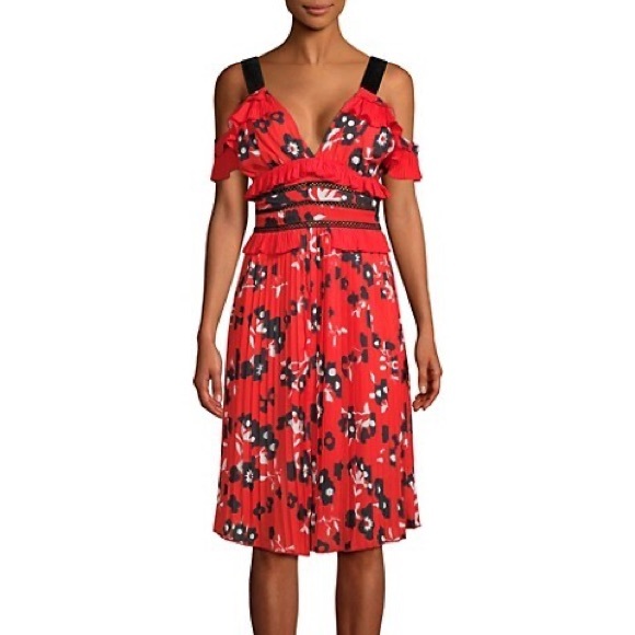 Haute Rogue Cold Shoulder Floral Midi Dress NWT - Picture 10 of 10